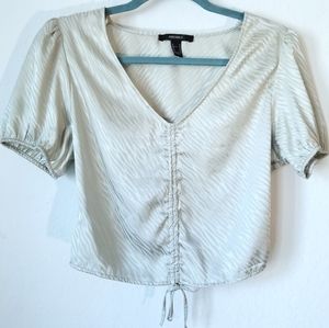 Forever 21 Green Cinch Front Top